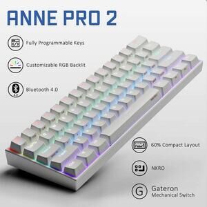 Anne Pro 2 Mechanical Keyboard Arrow Keys on up to 8 Hours Extended Battery Life